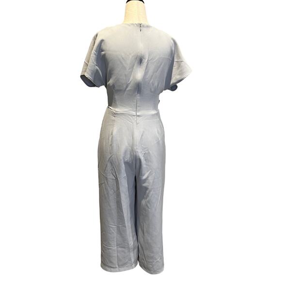 LEITH Women's Surplice Wide Leg Crop Jumpsuit Size XS In Light Gray - Picture 2 of 11